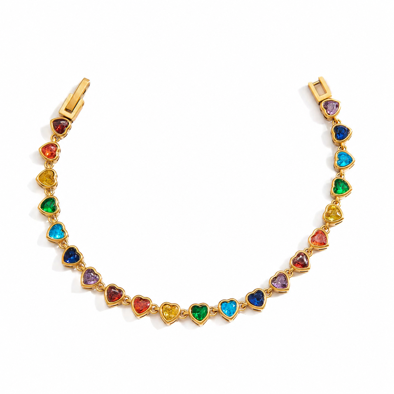 Rainbow Hearts Tennis Bracelet